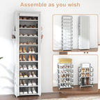 VTRIN Vertical Narrow Shoe Rack Organizer Tall Shoe Rack for Closet Entryway 10 Tier Non-Woven Cover Shoe Shelf Holds 20-22 P