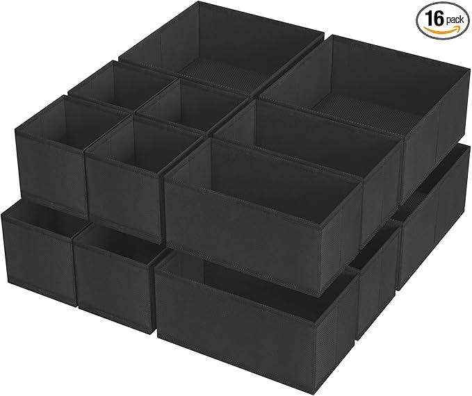 Criusia 16 Pack Underwear Drawer Organizer, Drawer Organizer Clothes, Foldable Cloth Storage Box Closet Dresser Drawer Divide
