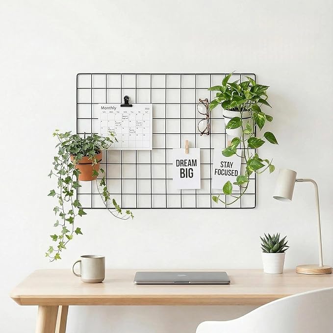 Kaforise Wire Wall Grid Panel, Multifunction Painted Photo Hanging Display and Wall Storage Organizer, Pack of 2, Size 25.6x1