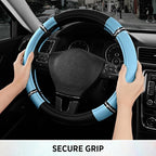 Road Comfort Leather Steering Wheel Cover – Premium Anti-Slip Car Steering Wheel Grip Cover – Universal Fit for 14.5”–15.5” C
