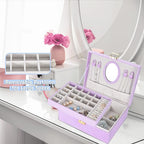 Dajasan Girl's Jewelry Box, Jewelry Organizer Box with Mirror, Velvet Jewelry Box for Little Girls Kids, Jewelry Gift Box for