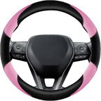 Soft Leather Steering Wheel Cover with Breathable Design and Anti-Slip Grip, Fully Compatible with Tesla, Toyota, Honda, Niss