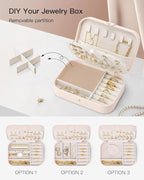VLANDO Travel Jewelry Case, PU Leather Travel Jewelry Box with Earring Holder, Portable Display Small Jewelry Box for Mothers