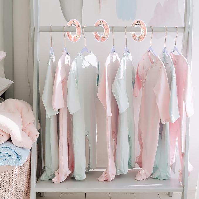 VIS'V Baby Hangers, 11 Inch Velvet Kids Hangers with 6 Pcs Clothes Size Dividers, Infant Toddler Nursery Closet Organization,