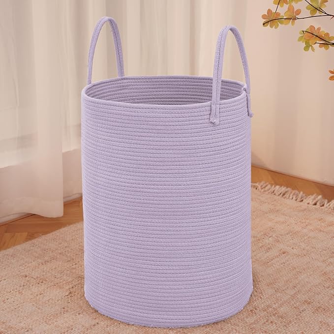JMvicyroam Large Woven Laundry Basket Hamper,100L Cotton Rope Storage Bin for Blankets,Toys and Clothes,Decorative Tall Nurse