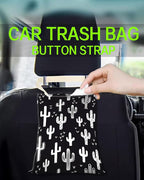 Car Garbage Can, Hanging Car Trash Can Bag for Cute Car Back Seat Organizer, Abstract Fun Cactus