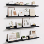 Fun Memories Picture Ledge Shelf - 32 Inches Floating Shelves Set of 4 - Floating Shelves with Lip for Storage - Wood Bookshe