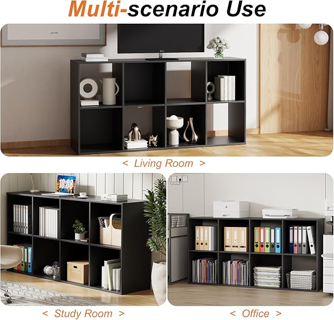 Sweetcrispy 8 Cube Storage Organizer - Open Cube Bookshelf with 4 Removable Back Panels, Display Storage Bookcase for Living 