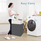 BlissTotes 3-Pack Laundry Basket, Freestanding＆Waterproof Laundry Hamper, Collapsible Tall Clothes Hamper with Easy Carry Han
