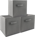 EBIGIC Mini Size 3-Pack Cube Storage Bins 9.0"x7.5"x7.5" Fabirc Foldable Closet Toy Organizer Collapsible Cloth Gray