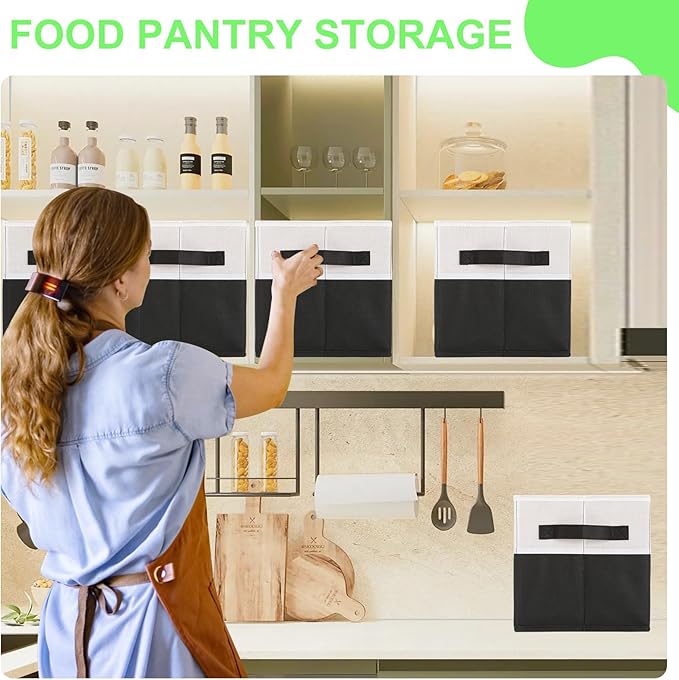 Large Shelf Storage Bins [4 Pack],Decorative Collapsible Storage Basket,Fabric Closet Organizer and Home Storage Cubes with H