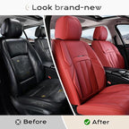 Coverado Car Seat Covers Front Set, Luxury Nappa Leather Seat Covers Universal Fit Waterproof Non-Slip Breathable Automotive 