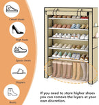 Laiensia 7-Tier Vertical Shoe Rack Organizer, Space Saving Shoe Storage Organizer, Non-Woven Cover Shoe Shelf Holds 28-35 Pai