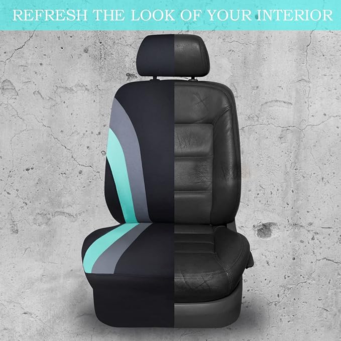 CAR PASS Line Rider Sporty Cloth 11PCS Universal Fit Car Seat Cover -100% Breathable with 5mm Composite Sponge Inside,Airbag 