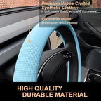 PINCTROT Nappa Leather Steering Wheel Cover for Tesla Model Y/3 Highland/Juniper, D Shaped 14 Inch Small Sized with Breathabl