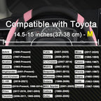 West Llama Customized Auto Car Steering Wheel Cover for Toyota Rav4 Corolla Camry Highlander (Black+Pink-Standard Size)
