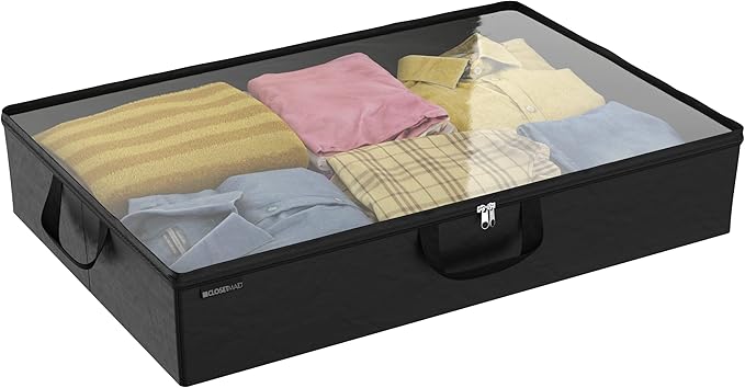 ClosetMaid 20504 Foldable Underbed Storage Bag with Handles, Zipper Closure and Clear Window for Sweaters, Shoes, Blankets wi