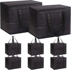 Set of 8 Large Insulated Reusable Grocery Bags with Sturdy Zipper and Handles, Foldable Washable Heavy Duty Cooler Totes for Hot or Cold Food Delivery, Groceries, Travel, Shopping