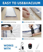 Vacuum Storage Bags for moving, Vacuum Seal Bags for Memory Foam, Latex, Clothing & Bedding, Space Saver Bags for Organizatio