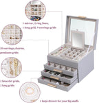 BOOVO Clear Lid Jewelry Box,4 Layers Jewelry Organizer Large Jewelry Storage Box with 3 Drawers,Jewelry Holder Organzier of R
