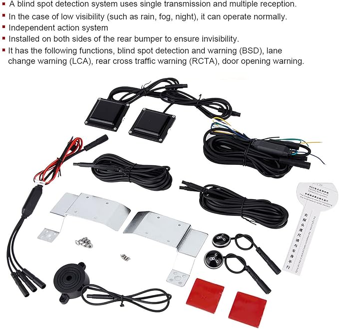 Car Blind Area Detection System, 12V Universal Blind Spot Detection Monitoring System Kit BSD Sensor