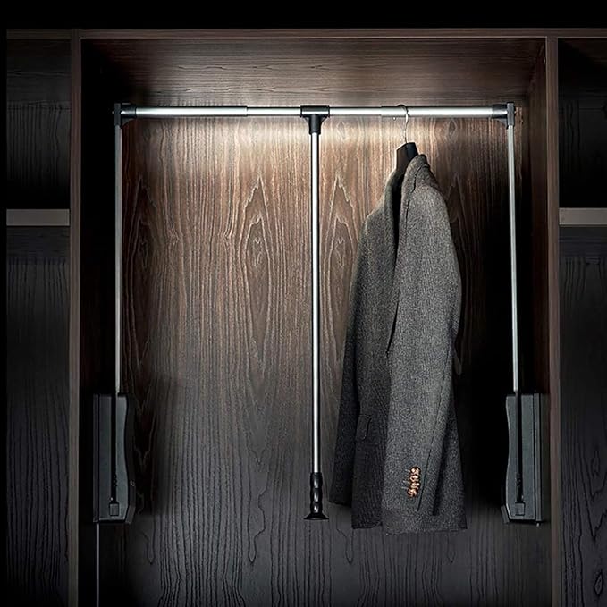 Extendable Pull Out Closet Rod - Pull-Down Wardrobe Clothes Rail, Extendable Wardrobe Rail Tube Rod, Hanging Rod for Closet S