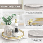 White Marble Lazy Susan Turntable for Table Top – 10” Round Marble Tray Organizer for Bathrroom, Vanity, Dining Table, Kitche