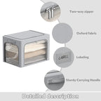 3Pack Clothes Storage Bins - Oxford Frame Storage Box Foldable Stackable Storage Organizer with 3 Openings Design, Metal Fram