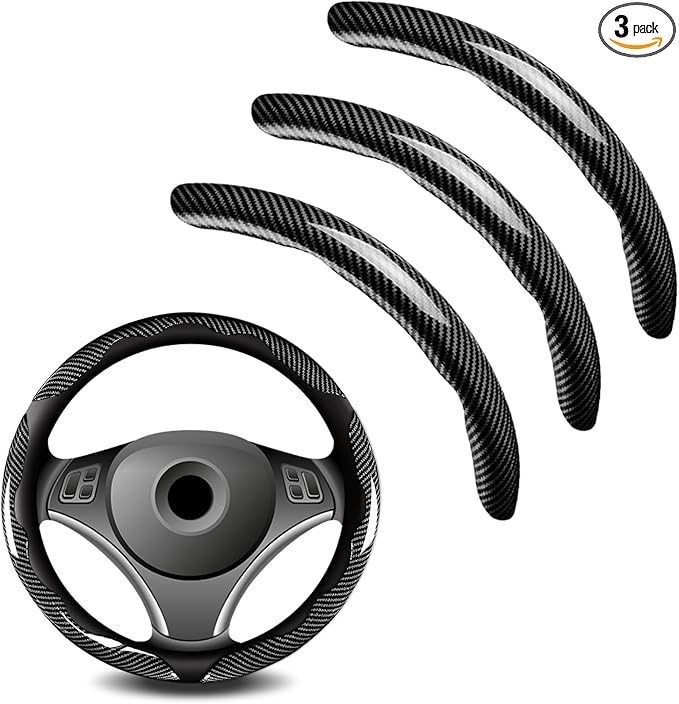 3pcs Universal Carbon Fiber Steering Wheel Cover - Anti-Slip & Segmented Design, Universal 99% Durable Steering Wheel Protect