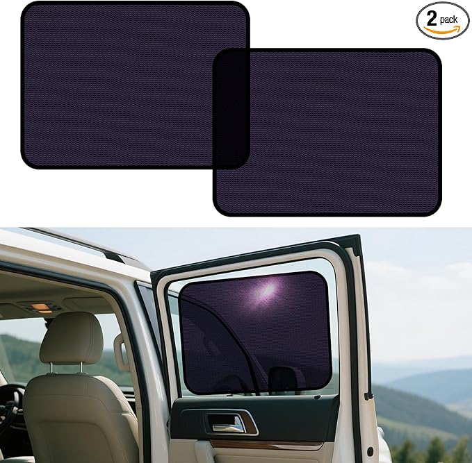 Square Baby Car Window Shades for Rear Side Windows - 2 Pack Easy Stick Rear Side Window Sun Shade That Stay in Place, Glare & UV Blocker Car Window Covers, Privacy Enhancer (20.87" x 13.78")
