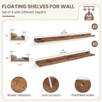 Fun Memories Picture Ledge Shelf, Floating Shelves Set of 4, 40 Inch Picture Shelves for Wall with Ledge, Large Nursery Book 