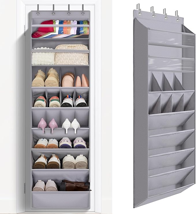 FENTEC 1 Pack Over The Door Shoe Organizer,68" Exlarge Deep Pockets Hanging Shoe Organizers, 8 Shelves Shoe Rack for Closet, 