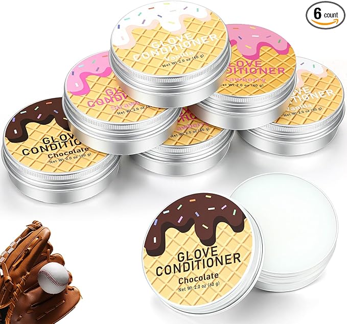 6 Pcs Baseball Glove Conditioner Bulk Strawberry, Chocolate, Vanilla Ice Cream Scented Glove Conditioning 2oz for Baseball, S