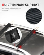 Abahub Soft Roof Rack Pads with 2 Tie Down Straps, 2 Tie Down Ropes, 2 Hood Loops and Storage Bag, for Surfboard, Kayak, Canoe, Heavy Duty Universal Car Roof Racks System (Use with Cross Bar)