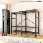 Garment Rack with Cover, Heavy Duty Portable Wardrobe Closet 2000LB, Foldable Clothe Rack with Wheel, Clothes Rack for Hangin