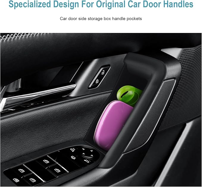 CDEFG 4Pcs for 2025 2026 Mazda CX-50 Center Console Organizer Tray Door Handle Pockets Trash Can Storage Box for 2023 2024 2025 2026 Mazda CX-50 Accessories 4-Doors Trash Bin Storage Case TPE Material