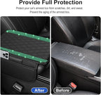 NBTEPEM Bling Car Center Console Cover, Leather Car Arm Rest Cover Cushion with 2 Storage Bags, Universal Auto Armrest Protector Storage Box, Bling Accessories Interior for Most Vehicles (Green)