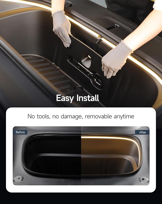 TPARTS Frunk LED Light Strip for New Tesla Model Y Juniper 2025, Flexible Silicone Waterproof Interior Lighting Bar,Tool-Free Installation Tesla Front Trunk Accessories Intelligent Ambient Lights