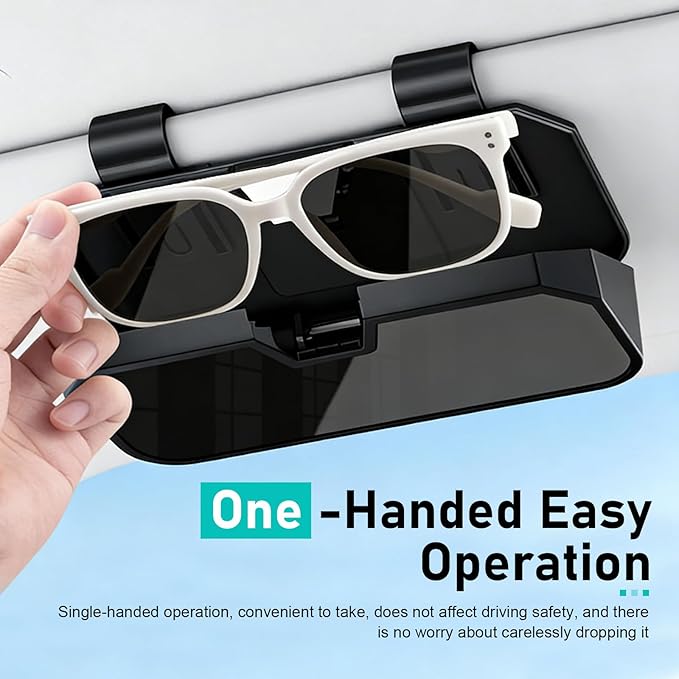 Car Sun Visor Sunglass Box, Car Visor Clip ABS Eyeglasses Storage, Universal Auto Sunvisor Accessories Organizer Box for Most Vehicles, Trucks, SUVs (Black)
