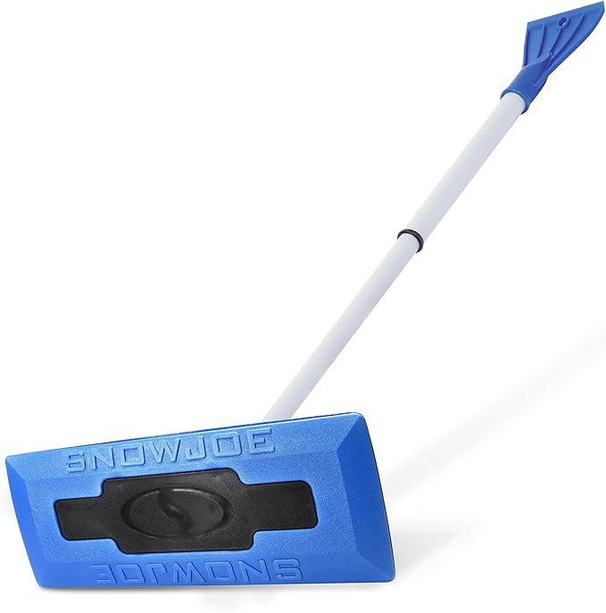 Snow Joe 18" Telescoping Snow Broom & Ice Scraper for Cars, No-Scratch Foam Brush - Long and Extendable Ice Removal Tool for Car Window and Automotive Windshield, SJBLZD