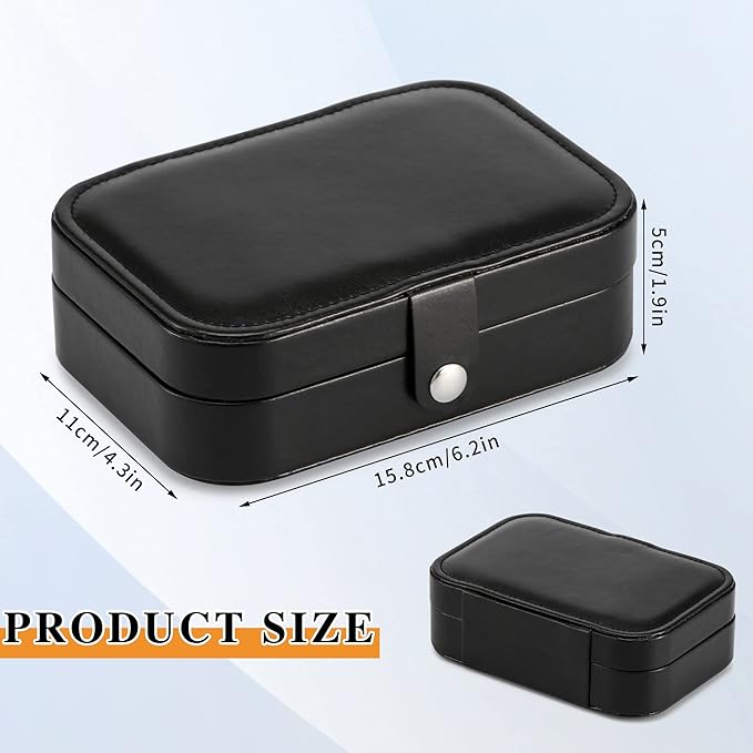 Travel Jewelry Box, PU leather Small Jewelry Organizer For Female Girls, double layer portable mini travel case for storing e