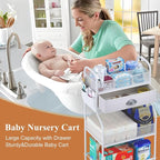 Baby Diaper Caddy Cart Organizer -3 Tier, Bedside Nursery Essentials Organizer & Storage Holder for Newborn Baby Stuff, 2+1 D