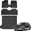 Auxko All Weather Floor Mats Cargo Mat for 2025 2026 Hyundai IONIQ 5 SE/SEL/SE Standard Range Unmovable Console Model TPE Liners All Season Accessories Guard Odorless Anti-Slip Floor Liners Trunk Tray