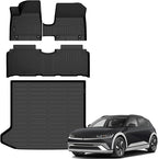 Auxko All Weather Floor Mats Cargo Mat for 2025 2026 Hyundai IONIQ 5 SE/SEL/SE Standard Range Unmovable Console Model TPE Liners All Season Accessories Guard Odorless Anti-Slip Floor Liners Trunk Tray