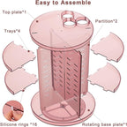 Rotating Makeup Organizer, DIY 8 Adjustable Layers 360 Spinning Skincare Organizers, Makeup Storage Carousel Tower with Brush