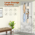 Over The Door Hooks 2 Pack,12 Heavy Duty Towel Rack All Metal Coat Hanger for Jacket Robe Hat Purse Bags in Bathroom Bedroom 