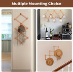 SCUNDA Wall Rack with 10 Hooks, Wooden Wall Expandable Coat Rack for Coat, Hats, Baseball Caps, Coffee Mug, Jewelry(Natural)