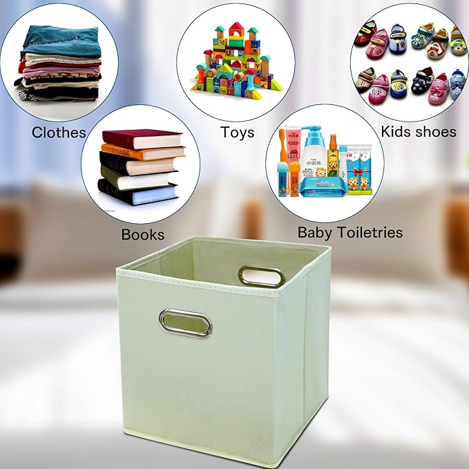 STOREONE Fabric Storage Bins Cubes Baskets Containers-(11X11X11) with Dual Handles Cube Storage Organizer Bins for Shelf Clos