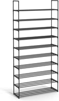 SONGMICS Shoe Rack, 10-Tier Shoe Organizer, Metal Storage Shelf, Upright or Upside Down, for 44-55 Pairs, for Entryway, 11.8 