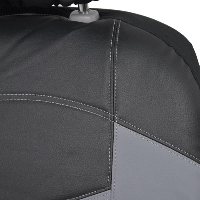 BDK Soft & Smooth Leatherette Sideless Front Car Seat Covers Fit for Car SUV Van (Black & Gray)- Easy Installation Cover